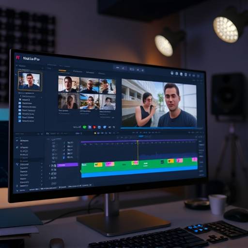 Miniatura do curso Ediäão de Vídeo Profissional: Uma tela de computador exibindo a interface do software Adobe Premiere Pro com um projeto de ediäão de vídeo.